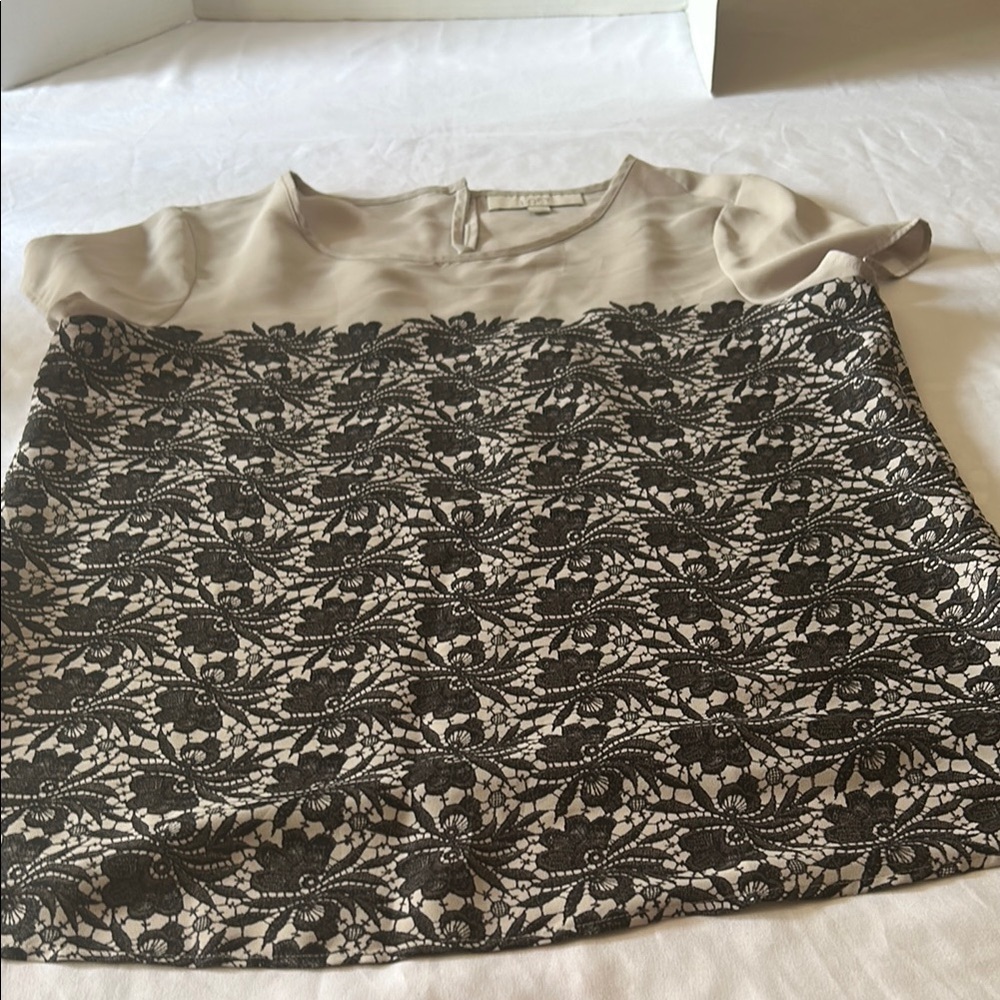 LOFT Beige Scoop Neck Blouse